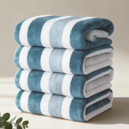 Microfiber Bath Towel Set 1/4 Pack 27x55 Inch, Ultra-Soft Highly Absorbent Quick-Drying No Hair Loss Striped Towels for Adults, Beach Spa Gym Home Bathroom Essentials, Slate Gray Berry Red Pine Green