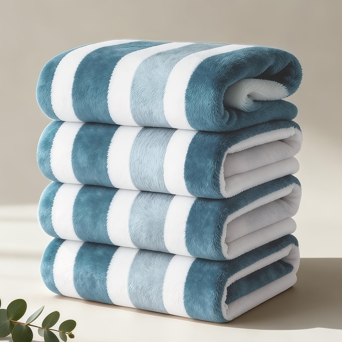 Microfiber Bath Towel Set 1/4 Pack 27x55 Inch, Ultra-Soft Highly Absorbent Quick-Drying No Hair Loss Striped Towels for Adults, Beach Spa Gym Home Bathroom Essentials, Slate Gray Berry Red Pine Green