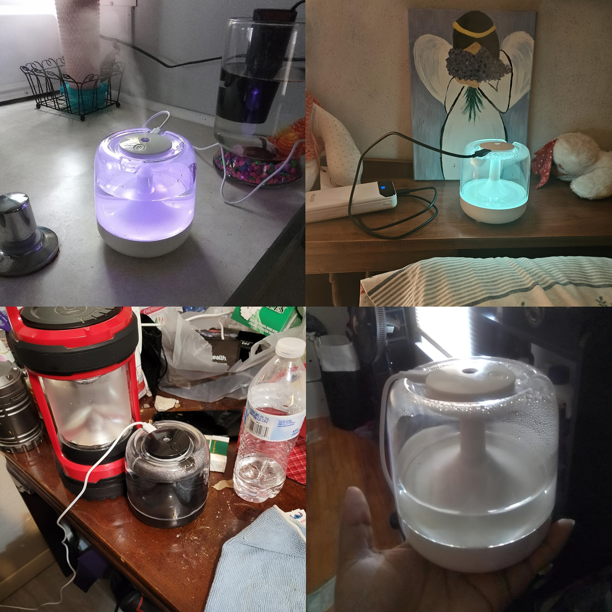 Cool Mist Humidifier with 7-Color Night Light – USB Powered, Ultra-Quiet 26dB, Dual Mist Modes, 24-Hour Runtime, Visible Water Tank for Bedroom, Living Room & Office