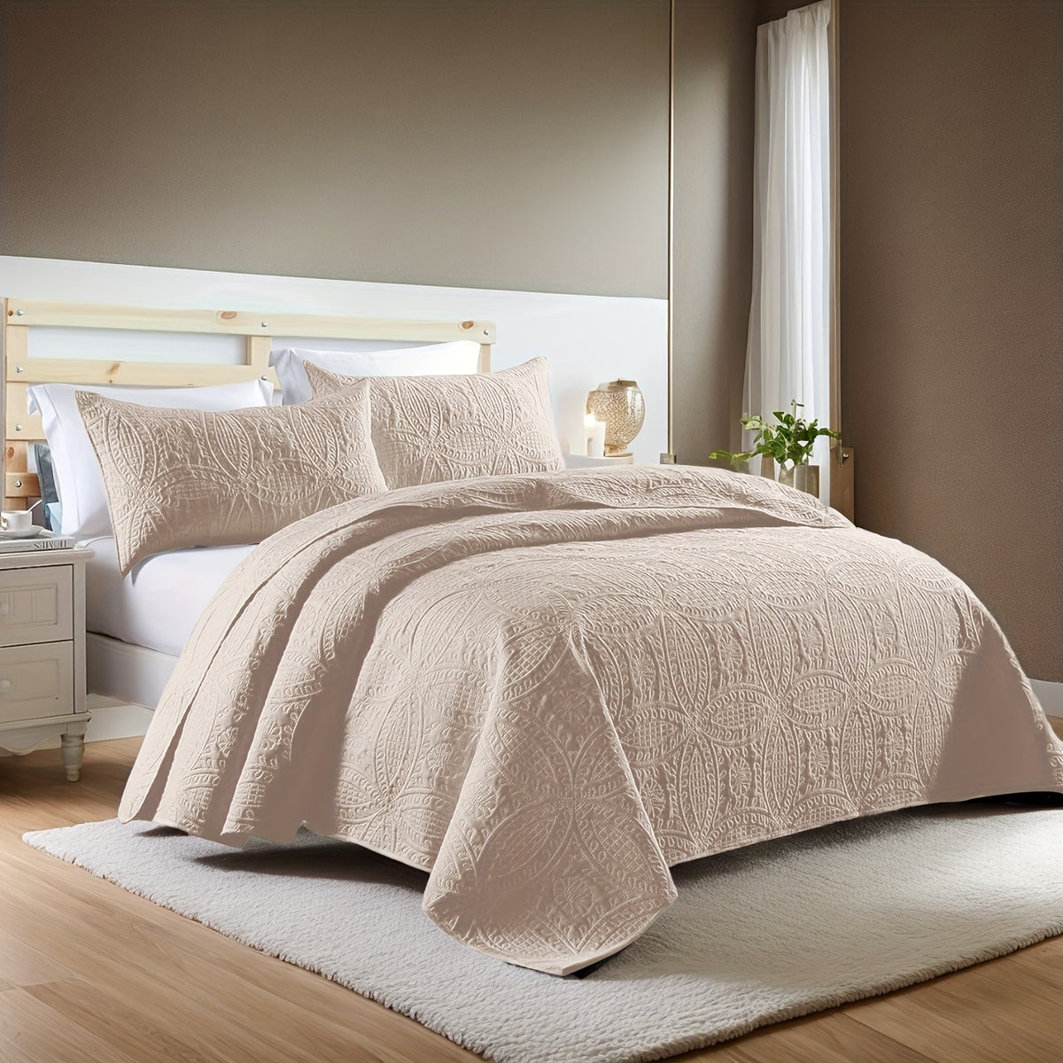 Quilt Set 3 Piece Soft Lightweight Bedding Set with 2 Pillowcases, Thin Comforter Set for Bedroom Guest Room Full Queen King, 10 Colors Washable Bed Quilt Cover Set