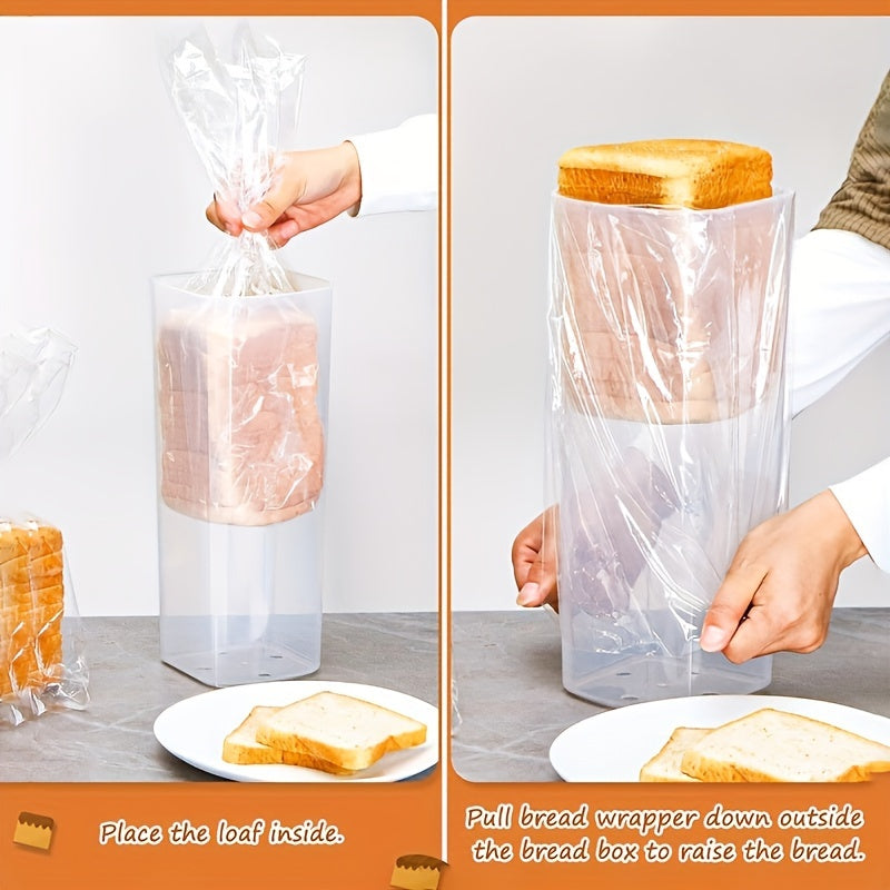 Bread Storage Container with Lid Transparent Flip Top Leak-Proof Reusable Plastic Sealing Box for Bread Toast Fruits Vegetables Rectangle Kitchen Food Storage Red Black