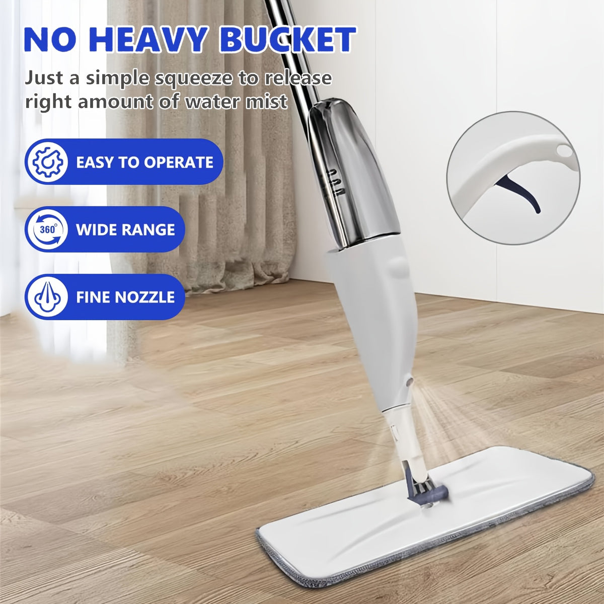 Microfiber Spray Mop with 3 Washable Reusable Pads – Water Spraying Flat Mop for Hardwood, Laminate, Tile & Ceramic Floors – Wet & Dry Dual-Purpose Household Floor Cleaning Mop Set