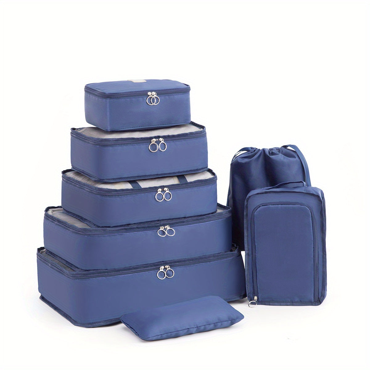 Packing Cubes for Suitcases 8 Piece Set – Travel Luggage Organizer Bags for Men & Women, Compression Waterproof Clothing Shoe Storage Cubes for Carry-On Backpack Family Vacation & Business Travel