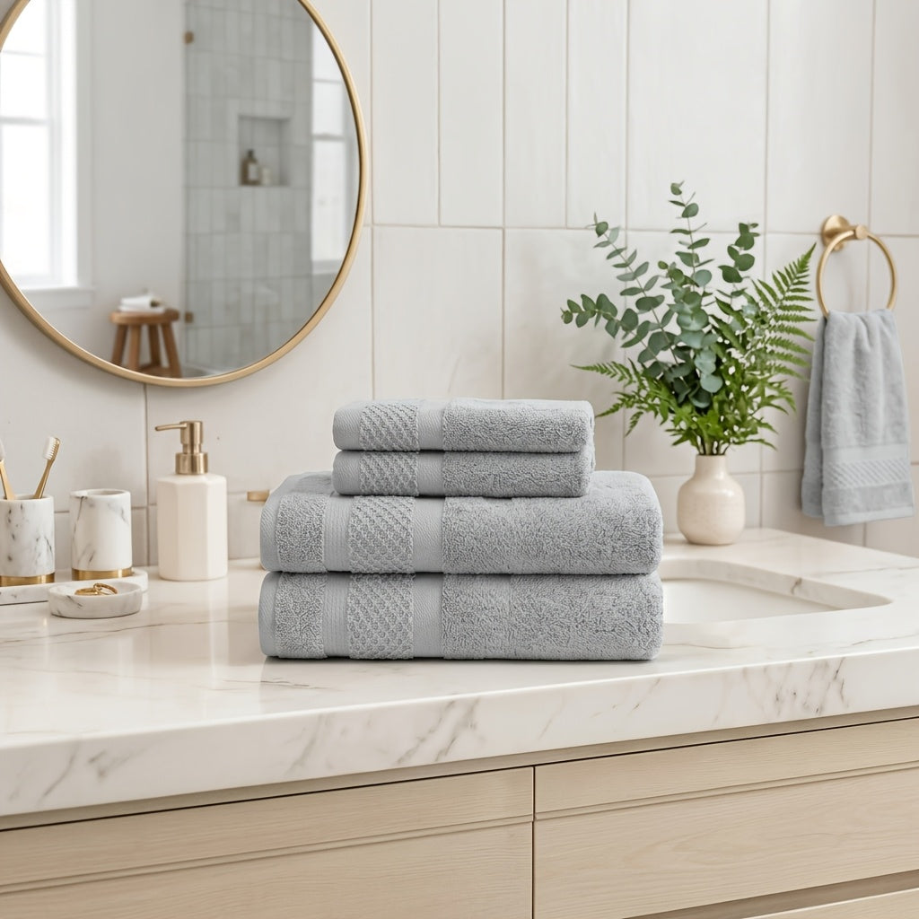 Bath Towel Set 12 or 24 Piece Hotel Quality Cotton Highly Absorbent Quick Dry – Bath Towels Hand Towels Washcloths for Hotel Spa Gym Home Bathroom Dark Gray White Orange Blue Purple Navy
