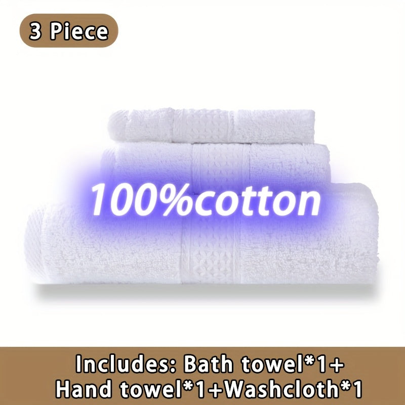 100% Cotton Bath Towel Set 3 or 6 Piece, Ultra Soft Highly Absorbent Knit Towels for Bathroom, Hotel Quality Bath Towels for Home Shower Spa Sauna, 360GSM Thick Towel Set in Grey Blue White