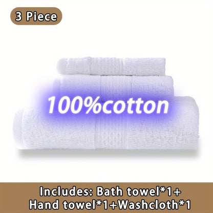 100% Cotton Bath Towel Set 3 or 6 Piece, Ultra Soft Highly Absorbent Knit Towels for Bathroom, Hotel Quality Bath Towels for Home Shower Spa Sauna, 360GSM Thick Towel Set in Grey Blue White