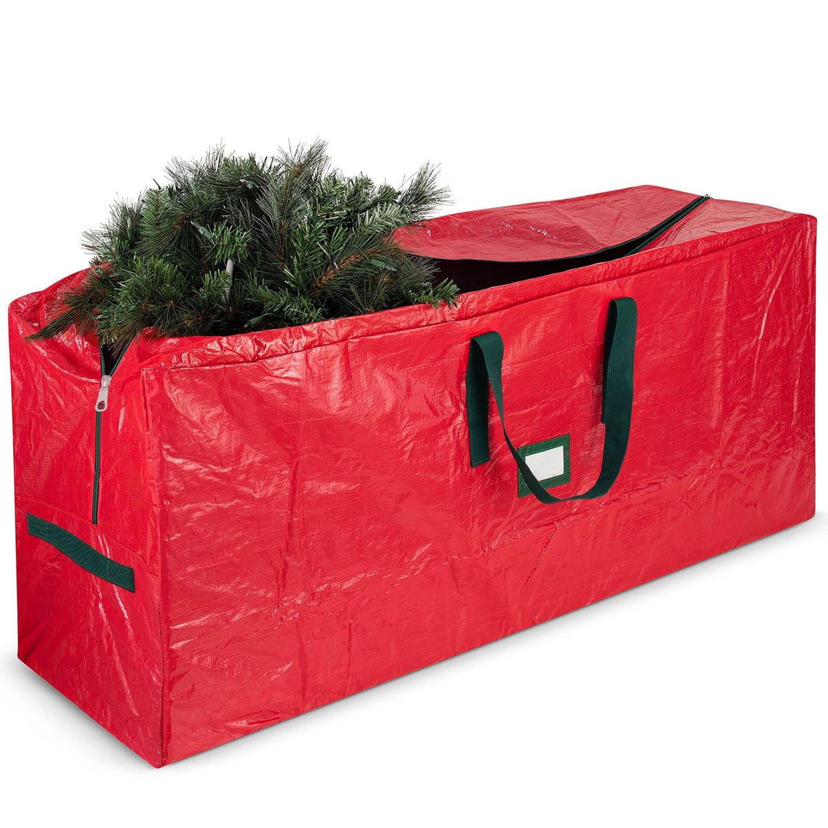 Christmas Tree Storage Bag 7.5ft – Heavy Duty Extra Large Xmas Tree Bag with Reinforced Handles & Dual Zippers, Wide Opening, Red Holiday Tree Storage Organizer