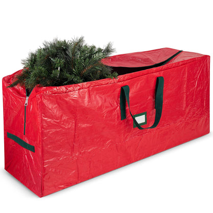 Christmas Tree Storage Bag 7.5ft – Heavy Duty Extra Large Xmas Tree Bag with Reinforced Handles & Dual Zippers, Wide Opening, Red Holiday Tree Storage Organizer