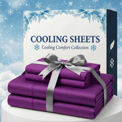 Bamboo Fiber Bed Sheet Set – Extra Deep Pocket Cooling Breathable Luxury Hotel Sheets Soft Wrinkle-Resistant Fitted Sheet Flat Sheet & Pillowcases Twin Full Queen King in 12 Colors