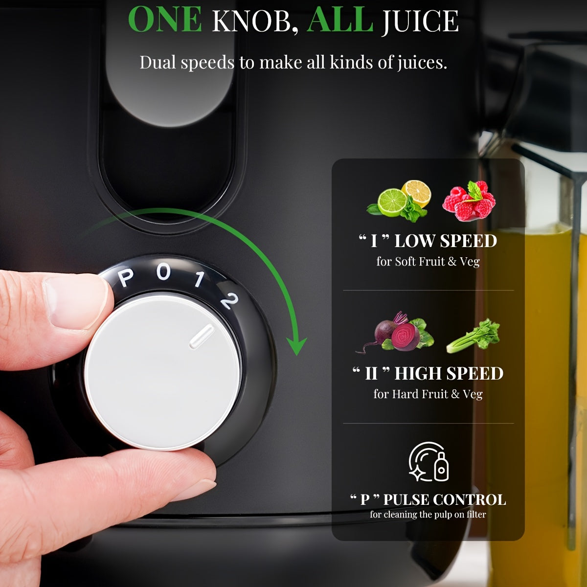 Centrifugal Juicer Machine with 2-Speed Motor & 2.5" Wide Feed Chute – BPA-Free Electric Juice Extractor, Anti-Drip, Easy Clean with Brush, for Fruits, Vegetables, Apples, Carrots & Citrus