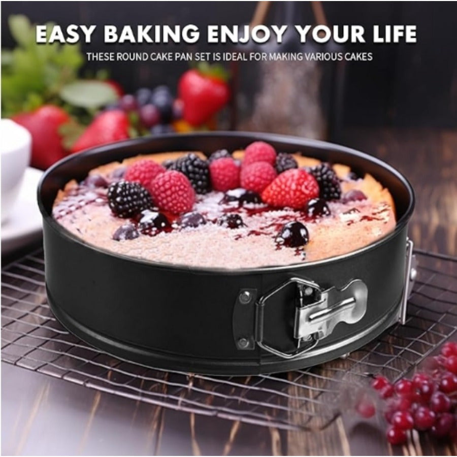 Removable Bottom Cake Pan Set 6 Piece – Carbon Steel Springform Baking Pans in 3 Shapes Square Round Heart for Chiffon Mousse Cheesecake, Non-Stick Wedding & Birthday Bakeware Set