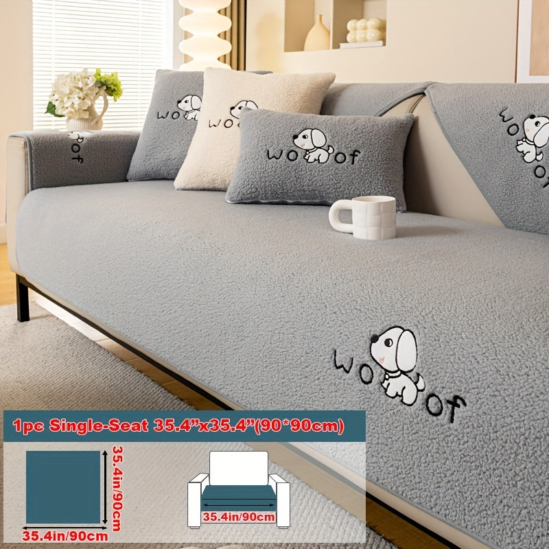 Sherpa Sofa Cover for Pets – Thick Plush Non-Slip Couch Protector Slipcover for Dogs & Cats, Furniture Protection Cover for Sofa Seat, Backrest, Armrest & Cushion, Bedroom Living Room Office
