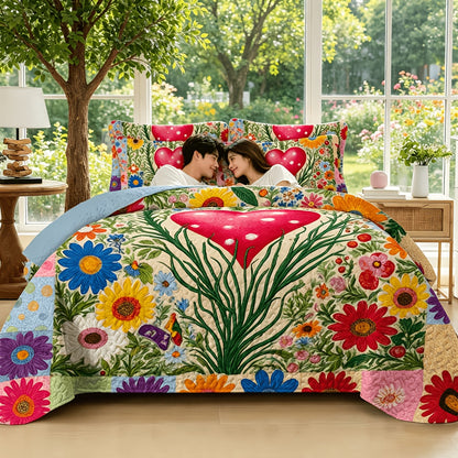 Floral Quilt Set 2 3 Piece Twin Full Queen King Lightweight Patchwork Coverlet Bedding Set Soft Cozy Boho Comforter with Pillow Shams Green Blue Pink Plaid Spring Summer Year Round