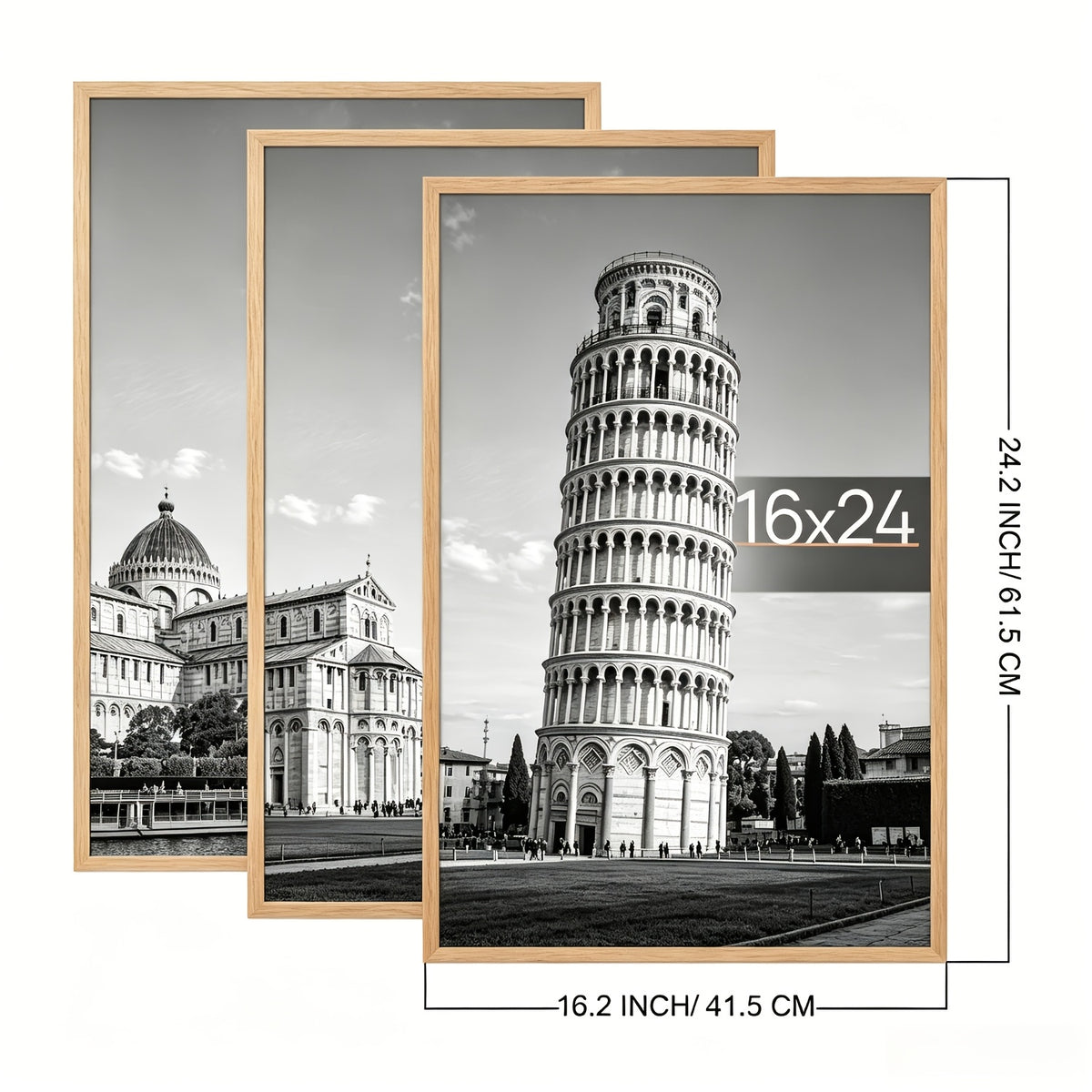 3 Pack 16x24 Picture Frame Black Scratch-Proof Poster Frames, Slide-In Strip Assembly, Horizontal Vertical Wall Mount for Photo Gallery Home Office Art Display