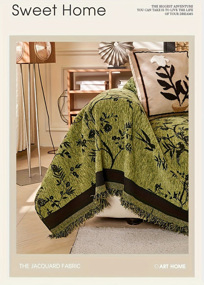 Chenille Tassel Sofa Throw Blanket for Couch – Thickened Non-Slip Machine Washable All-Season Sofa Cover for Living Room & Office, Multiple Sizes