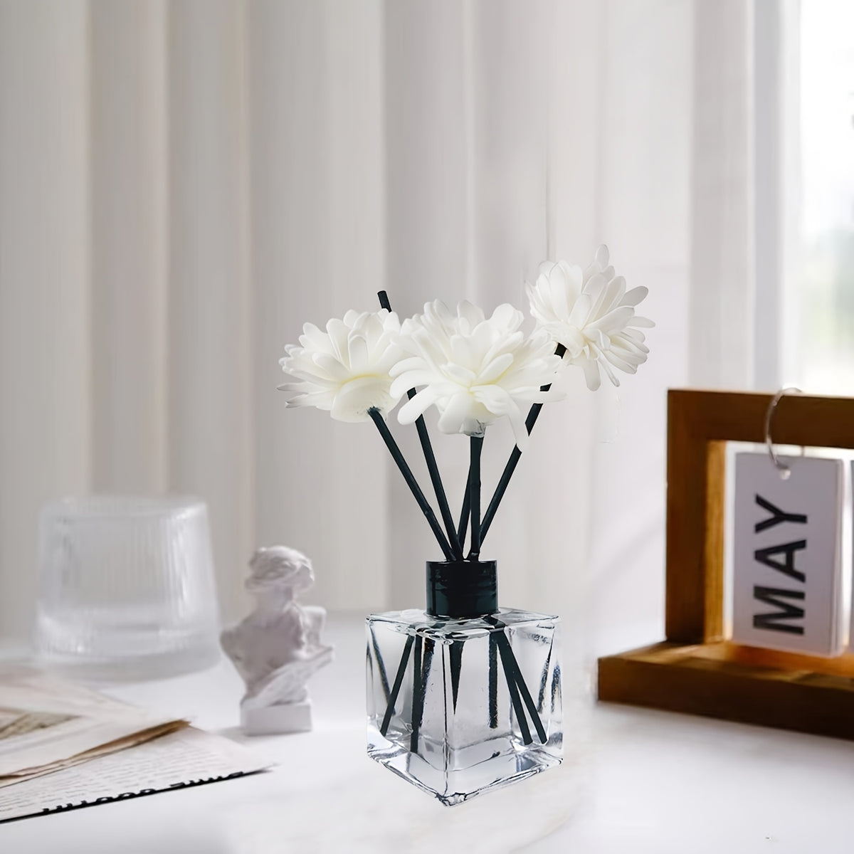 Reed Diffuser Set 50ml Aromatherapy Home Fragrance – Long-Lasting Scented Diffuser Sticks for Bedroom Living Room Office, Elegant Air Freshener Gift, 4 Scents: Gardenia Lavender Shangri-La Encounter