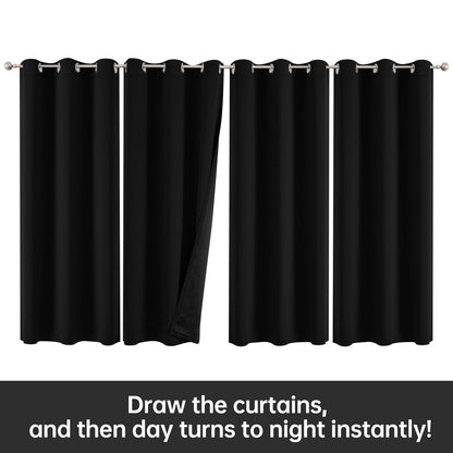 Blackout Curtains 4 Panels 100% Light Blocking Thermal Insulated Soundproof Privacy Curtains for Bedroom Living Room, Heat Noise Reduction Window Drapes, Multiple Sizes, Wine Red Black Gray
