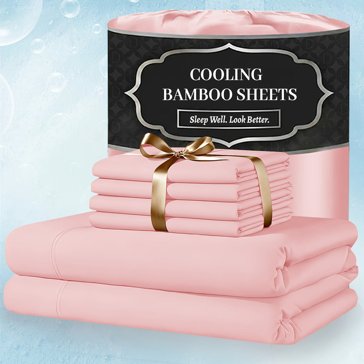 Bamboo Bed Sheet Set Extra Deep Pocket – 4 & 6 Piece Breathable Cooling Fitted Sheet Set, Soft Wrinkle-Free Hotel Luxury Bedding for Hot Sleepers, Twin Full Queen King Size with Pillowcases