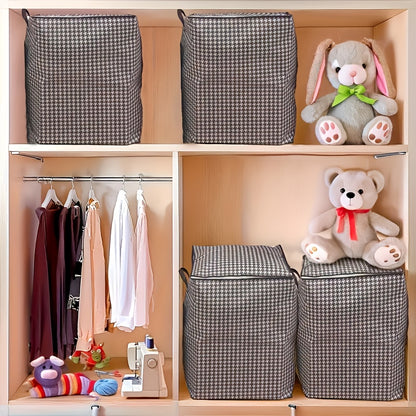 Extra Large Under Bed Storage Bags 2 Pack 56 Gallon Checkered Fabric Clothes Organizer with Double Zipper Handle Dustproof Moving Bag