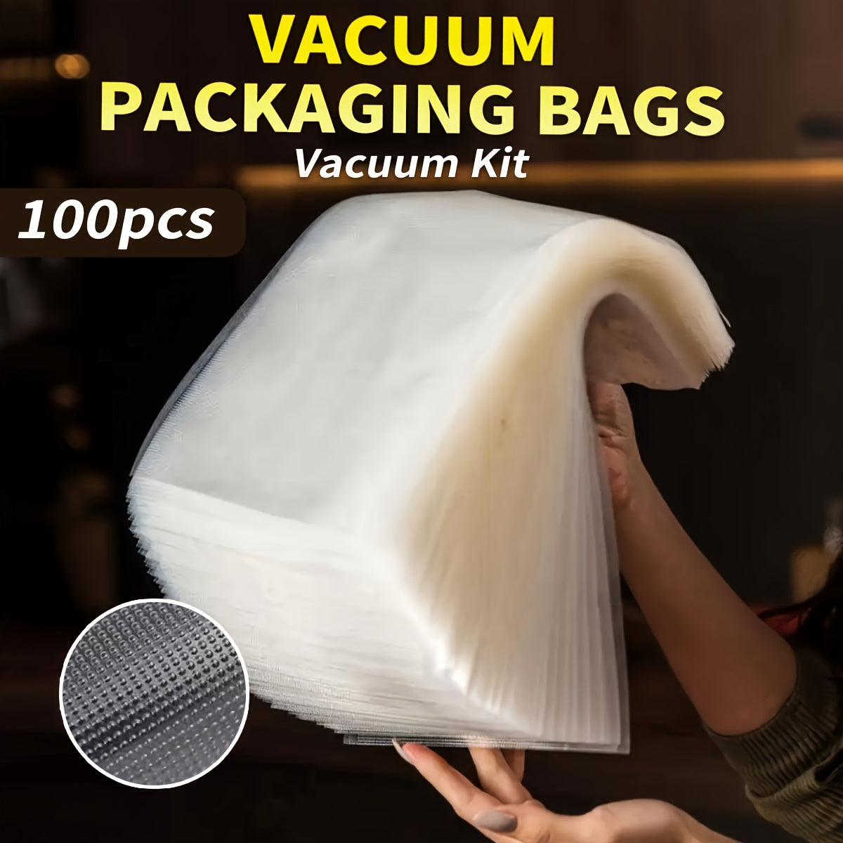 Micro Perforated Food Storage Bags 100-Pack – Breathable Produce Bags for Fruits, Vegetables, Meat & Seafood, Refrigerator Freezer Safe, Vacuum Packaging Bags, Multiple Sizes