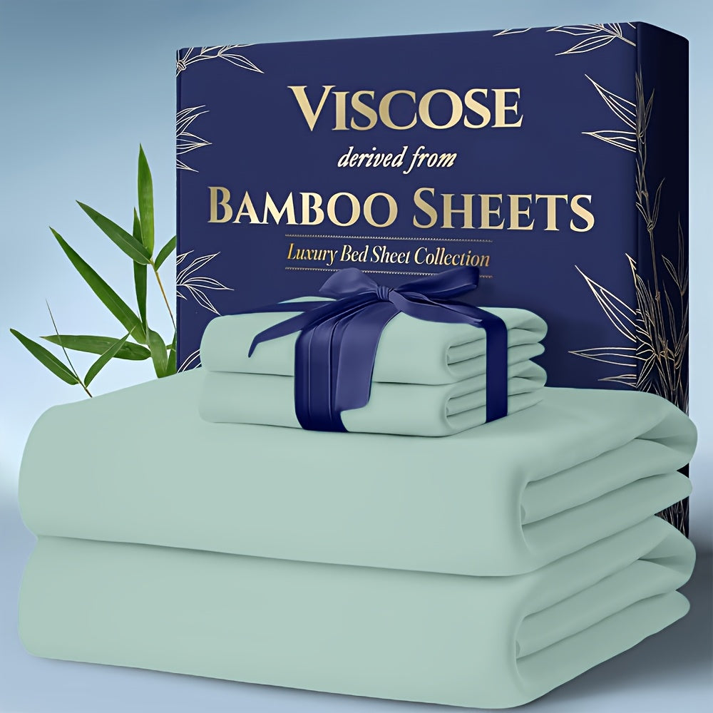 Cooling Bed Sheets Set Bamboo Blend - Ultra-Soft Breathable Deep Pocket Sheets for Hot Sleepers, Twin Full Queen King Size, 13 Colors, Moisture-Wicking Temperature Regulating Bedding