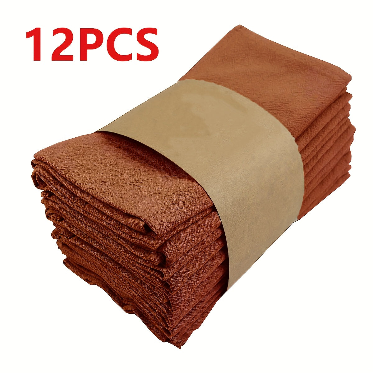 Cloth Napkins Set of 6 or 12 Solid Color Pleated Texture 16x16 Inch Washable Reusable Fabric Napkins for Wedding Dinner Party Banquet Restaurant Kitchen Table Decor