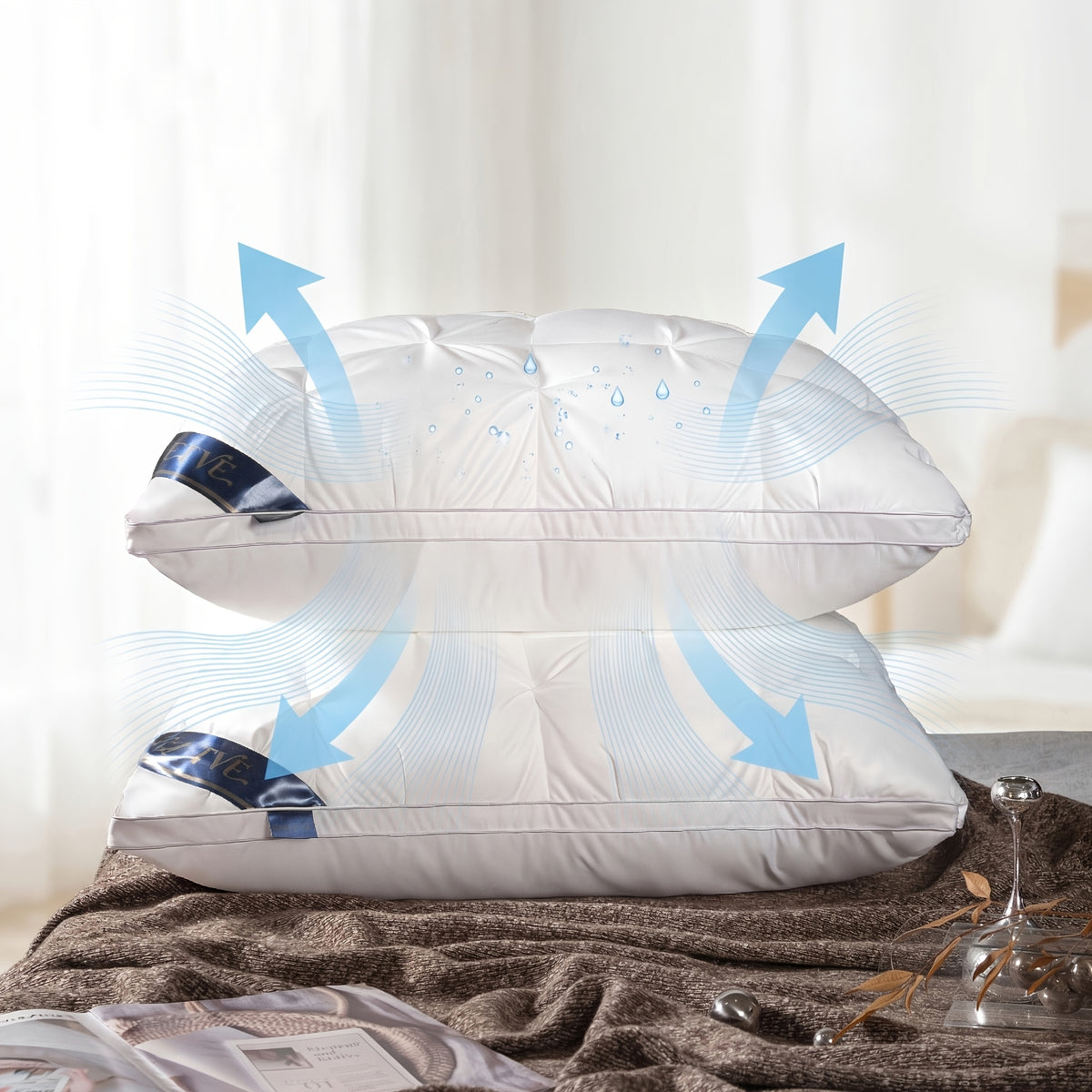 Bed Pillows for Sleeping Set of 2 - Luxury Hotel Quality Down Alternative Pillows, Cooling Breathable Neck Support Pillow for Side, Back & Stomach Sleepers, Soft Fluffy, Queen King Size, Multiple Colors