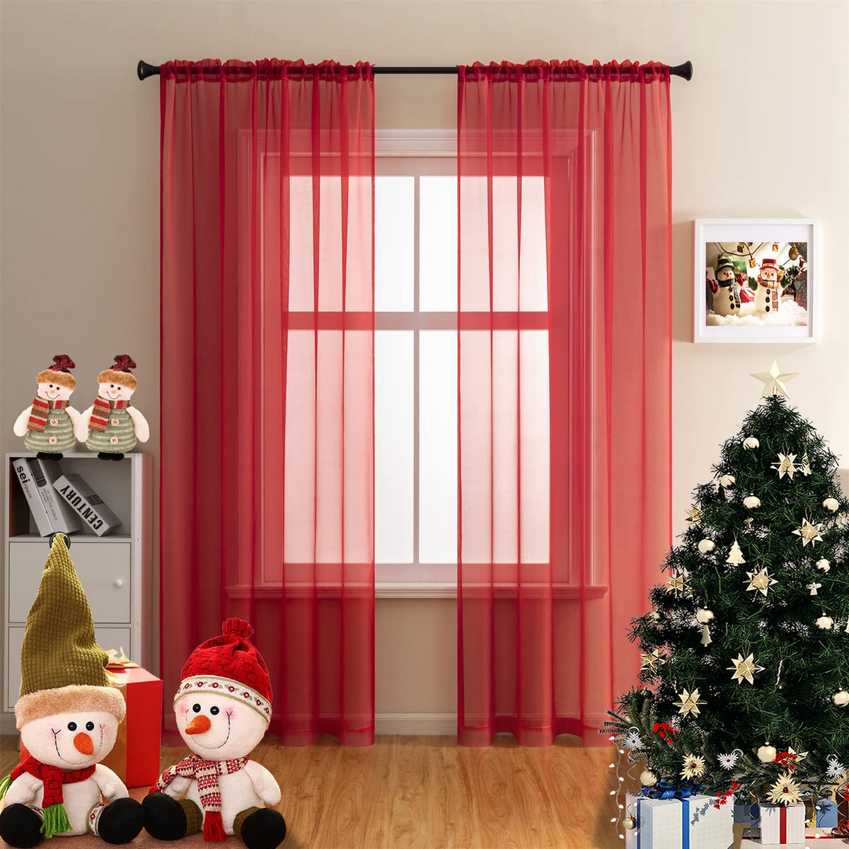 Sheer Curtains 2 Panels Rod Pocket Light Filtering Privacy Window Drapes for Living Room Bedroom Modern Home Decor 52x63 52x84 52x96 39x78 Inch
