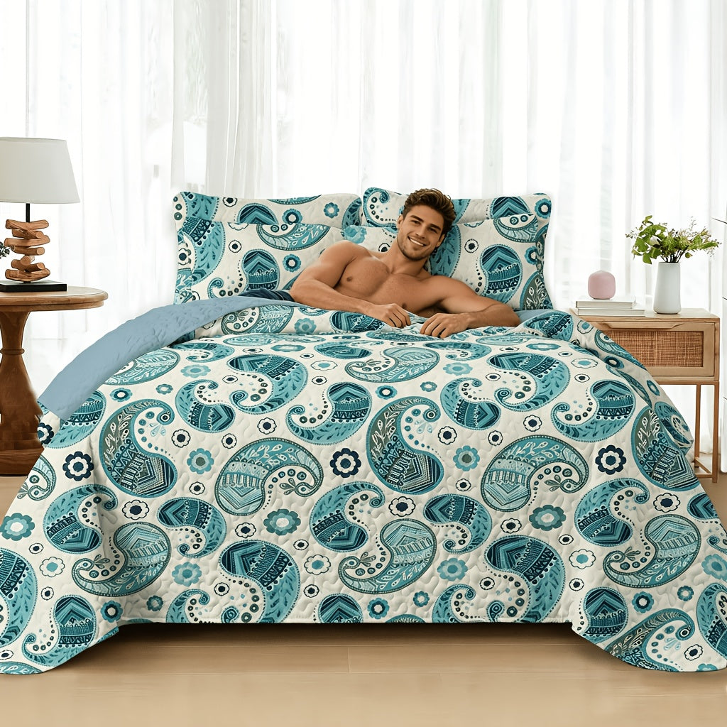 Floral Quilt Set 2 3 Piece Twin Full Queen King Lightweight Patchwork Coverlet Bedding Set Soft Cozy Boho Comforter with Pillow Shams Green Blue Pink Plaid Spring Summer Year Round