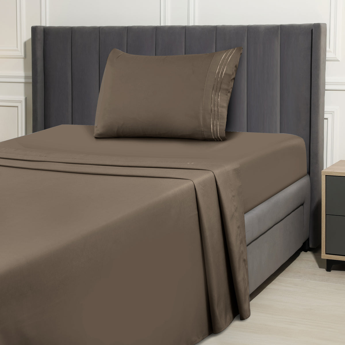 1800 Series Bed Sheets Set 4 Pieces – Brushed Microfiber Deep Pocket Sheet Set with Pillowcases, Cooling & Breathable Bedding for All Seasons, Fade Resistant, Fits Mattresses Up to 16 Inches
