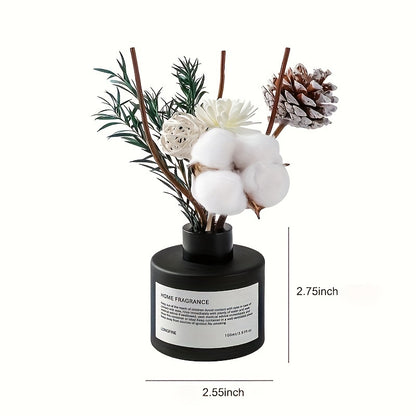 Reed Diffuser with Real Dried Flowers and Sticks, 5oz Aromatherapy Home Fragrance Scent Oil Diffuser for Bathroom Bedroom Living Room, Gardenia Jasmine Sandalwood Citrus Scents, Elegant Gift Set