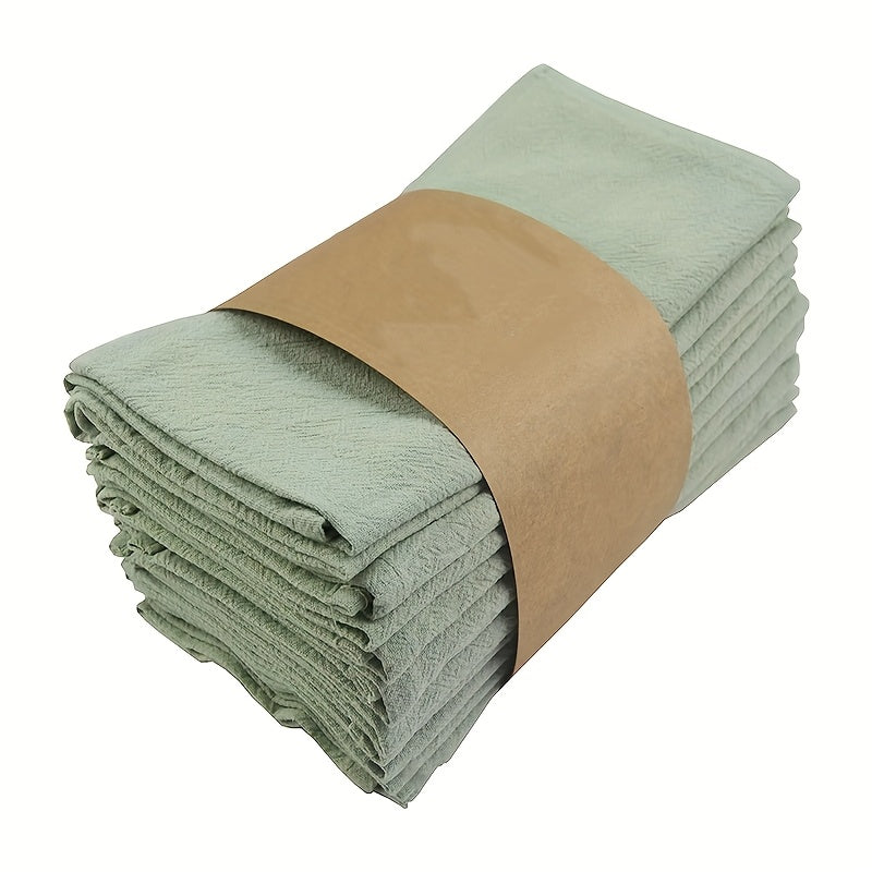 Cloth Napkins Set of 6 or 12 Solid Color Pleated Texture 16x16 Inch Washable Reusable Fabric Napkins for Wedding Dinner Party Banquet Restaurant Kitchen Table Decor