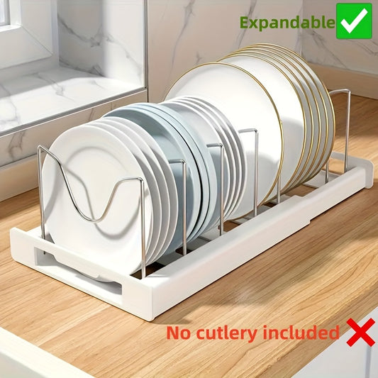 Under Cabinet Pots and Pans Organizer Rack with Adjustable Dividers – Expandable Bakeware & Lid Storage Shelf for Kitchen Cabinet, Space-Saving Cookware Holder, White