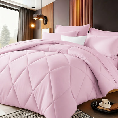Quilt Comforter Set with Pillowcases Twin Queen King - Soft Breathable Diamond Pattern Lightweight Bed Quilt 2/3 Piece, 20 Colors Blue Purple Green Red Black Orange Brown