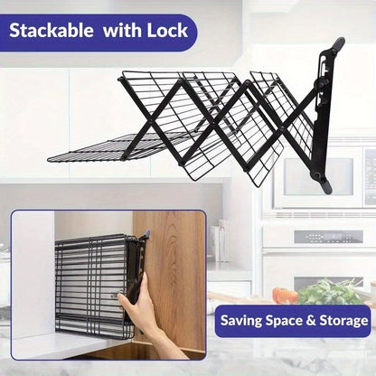 Collapsible Baking Cooling Rack 3 or 4 Tier – Stackable Metal Wire Rack for Baking Trays with Adjustable Settings, Baking Tools Set & Camping Grill for Cooking, Cooling & Cake Drying