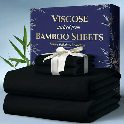 Bamboo Cooling Bed Sheet Set 6-Piece – Ultra-Soft Deep Pocket Fitted Sheet for Hot Sleepers Double-Stitched Machine Washable Twin Full Queen King in 7 Colors