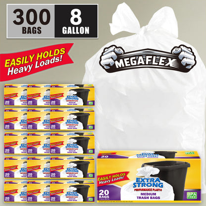 Heavy Duty Trash Bags Bulk Pack - 13 Gallon 8 Gallon 4 Gallon Expandable Garbage Bags, Super Strong Leak-Resistant Odor-Proof Disposable Waste Bags for Kitchen Bedroom Living Room Outdoor