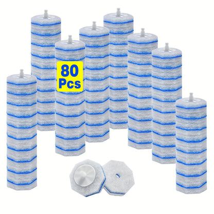 Disposable Toilet Wand Refills Compatible with Clorox Scrubbing Bubbles Wand System, Microfiber Toilet Bowl Brush Replacement Heads for Deep Cleaning, 40 or 80 Count Pack