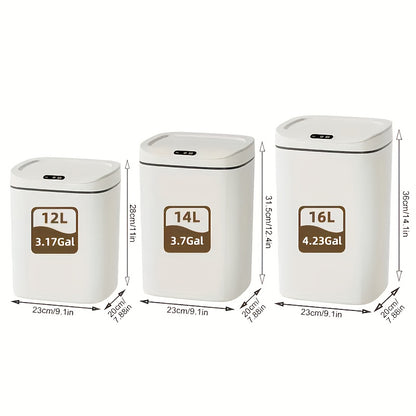 Motion Sensor Trash Can Small Touchless Lidded Smart Waste Bin – 3 to 4 Gallon Automatic Sensor Garbage Can for Bathroom, Kitchen, Office & Home, Minimalist Design