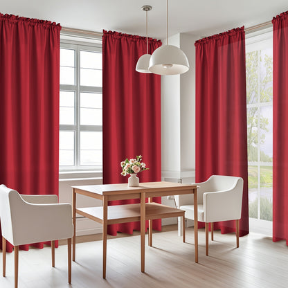 Rod Pocket Curtains 4 Panels Light Filtering – Fade Resistant Polyester Window Drapes for Living Room Bedroom Home Office, Navy Blue Beige Red, 37"-54" Wide