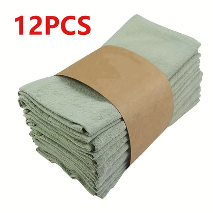 Cloth Napkins Set of 6 or 12 Solid Color Pleated Texture 16x16 Inch Washable Reusable Fabric Napkins for Wedding Dinner Party Banquet Restaurant Kitchen Table Decor