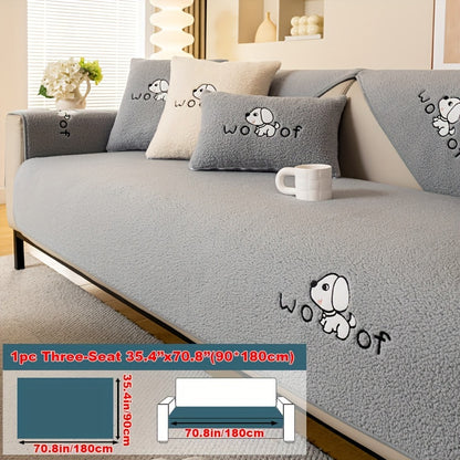 Sherpa Sofa Cover for Pets – Thick Plush Non-Slip Couch Protector Slipcover for Dogs & Cats, Furniture Protection Cover for Sofa Seat, Backrest, Armrest & Cushion, Bedroom Living Room Office