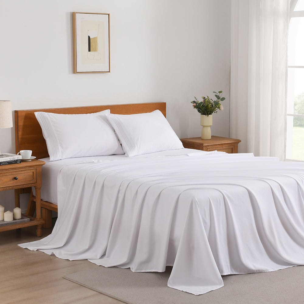 Cooling Bed Sheet Set 3/4 Piece 18 Inch Deep Pocket, Soft Breathable Microfiber Sheets for Hot Sleepers Hotel Luxury Summer Bedding Twin Full Queen King, 12 Colors Available