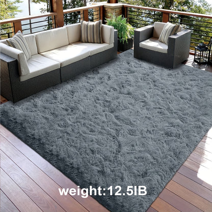 Fluffy Area Rug Non-Slip Soft Plush Carpet for Living Room Bedroom Kitchen Bathroom – Modern Home Decor Floor Mat Easy to Clean – Multiple Sizes & Colors Coffee Gray Black
