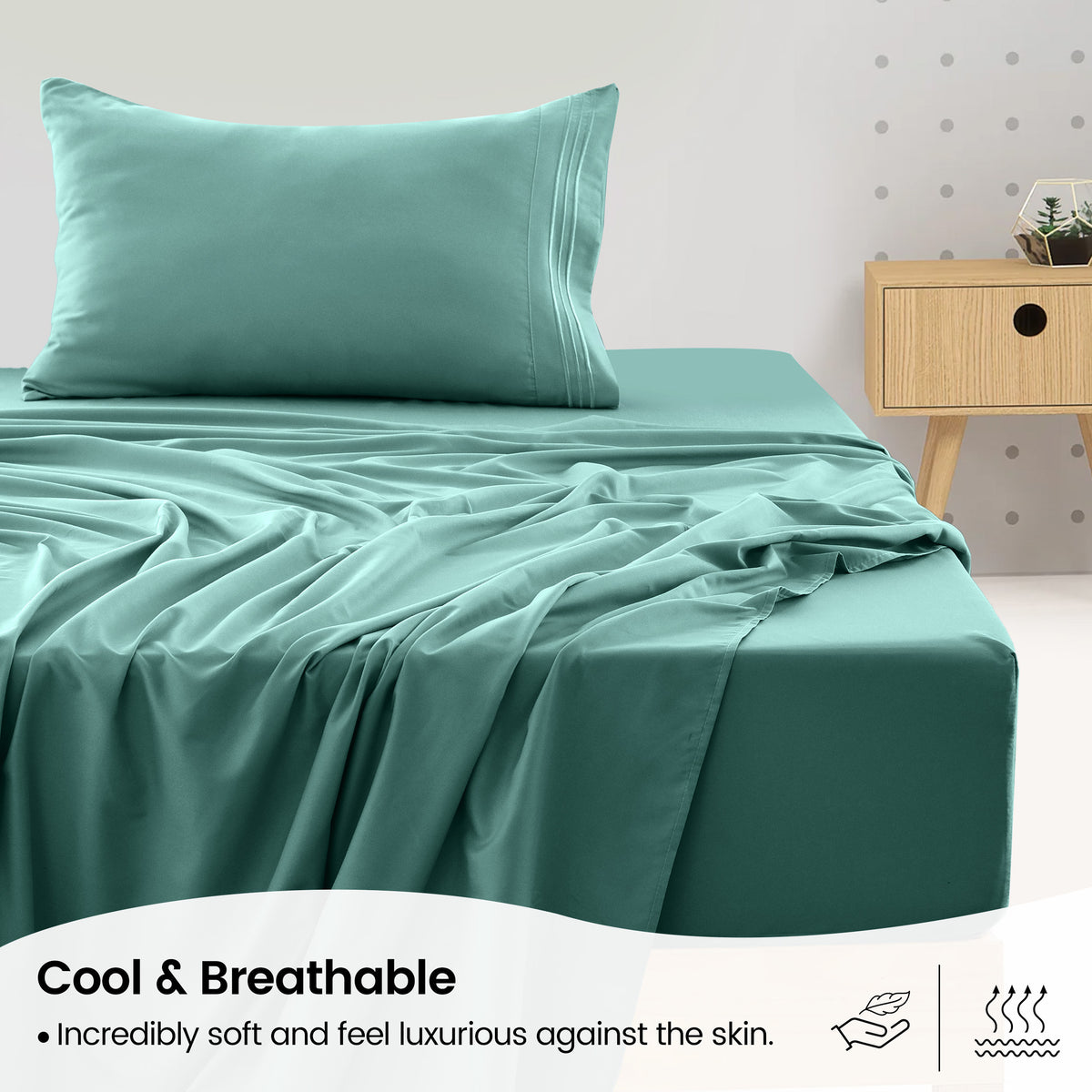 1800 Series Bed Sheets Set 4 Pieces – Brushed Microfiber Deep Pocket Sheet Set with Pillowcases, Cooling & Breathable Bedding for All Seasons, Fade Resistant, Fits Mattresses Up to 16 Inches