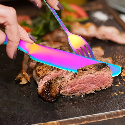 Rainbow Flatware Set Stainless Steel 20 or 60 Piece, Colorful Iridescent Cutlery Set Dishwasher Safe Rust-Resistant, Silverware Set for Home Wedding Restaurant Dining, Forks Knives Spoons