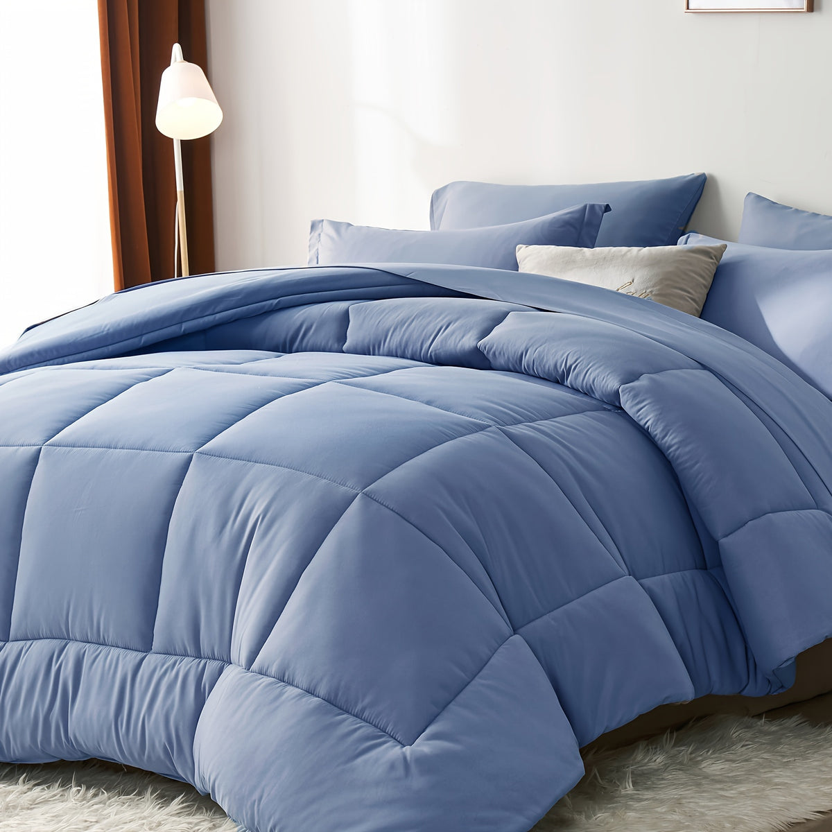 Thin Quilt Comforter Set Twin Full Queen King – Lightweight Breathable Bed in a Bag with Sheets Pillowcases Pillow Shams, All Season Microfiber Bedding Multi-Color