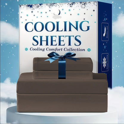 Cooling Bed Sheet Set 3 or 4 Piece Deep Pocket Fitted Sheet Flat Sheet Pillowcase Hotel Luxury Soft Wrinkle Free Twin Full Queen King Size 22 Colors