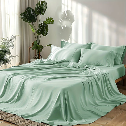 2000TC Bamboo Cooling Sheet Set Ultra Soft – 16 Inch Deep Pocket Fitted Sheet for Hot Sleepers, Shrink Fade Wrinkle Resistant Breathable Bedding | Twin Full Queen King | 11 Colors | Home Viaco