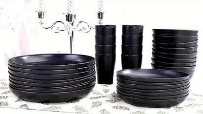 Wheat Straw Dish Set for 4 or 8 – 16 or 32 Piece Unbreakable Dinnerware Set with Dinner Plate, Dessert Plate, Cereal Bowl & Cup, Dishwasher Safe Lightweight Tableware for Camping, Everyday Use & Gifts